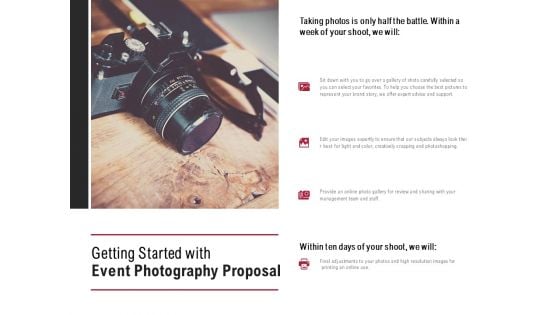 Getting Started With Event Photography Proposal Ppt PowerPoint Presentation Model Show