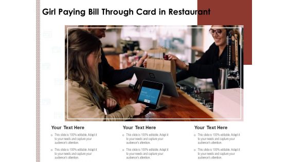 Girl Paying Bill Through Card In Restaurant Ppt PowerPoint Presentation Ideas Elements PDF