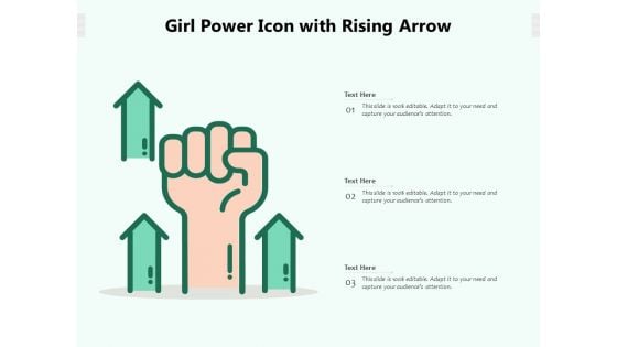 Girl Power Icon With Rising Arrow Ppt PowerPoint Presentation Gallery Example PDF