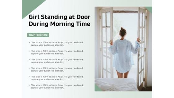 Girl Standing At Door During Morning Time Ppt PowerPoint Presentation Styles Guidelines PDF