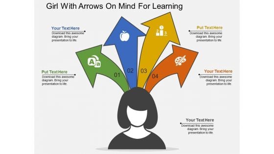 Girl With Arrows On Mind For Learning Powerpoint Templates