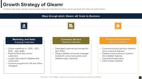 Gleamr Capital Raising Pitch Deck Growth Strategy Of Gleamr Ppt Portfolio Example Topics PDF Gleamr Capital Raising Pitch Deck Growth Strategy Of Gleamr Ppt Portfolio Example Topics PDF