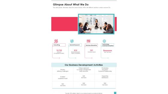Glimpse About What We Do One Pager Documents Glimpse About What We Do One Pager Documents