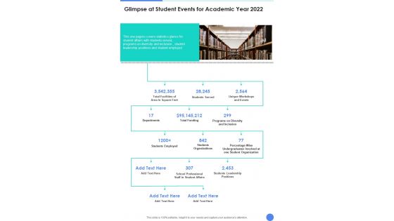 Glimpse At Student Events For Academic Year 2022 One Pager Documents