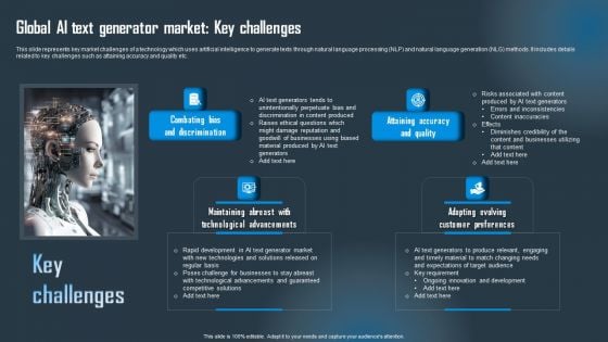 Global AI Text Generator Market Key Challenges Demonstration PDF