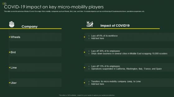 Global Automobile Sector Overview COVID19 Impact On Key Micromobility Players Ideas PDF