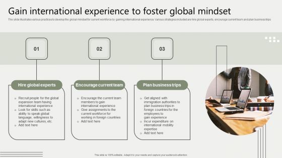 Global Business Market Development Guide Gain International Experience To Foster Global Mindset Brochure PDF