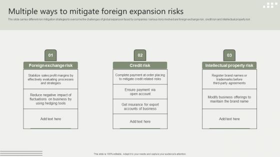 Global Business Market Development Guide Multiple Ways To Mitigate Foreign Expansion Risks Information PDF