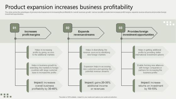 Global Business Market Development Guide Product Expansion Increases Business Profitability Diagrams PDF