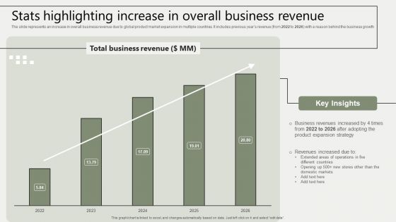 Global Business Market Development Guide Stats Highlighting Increase In Overall Business Revenue Mockup PDF