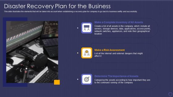 Global Cyber Terrorism Incidents On The Rise IT Disaster Recovery Plan For The Business Template PDF