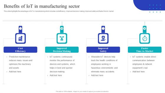 Global Internet Of Things In Manufacturing Benefits Of Iot In Manufacturing Sector Portrait PDF