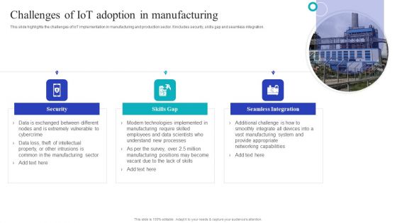 Global Internet Of Things In Manufacturing Challenges Of Iot Adoption In Manufacturing Template PDF