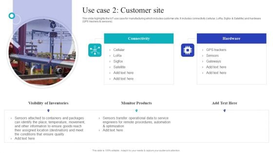 Global Internet Of Things In Manufacturing Use Case 2 Customer Site Ideas PDF Global Internet Of Things In Manufacturing Use Case 2 Customer Site Ideas PDF