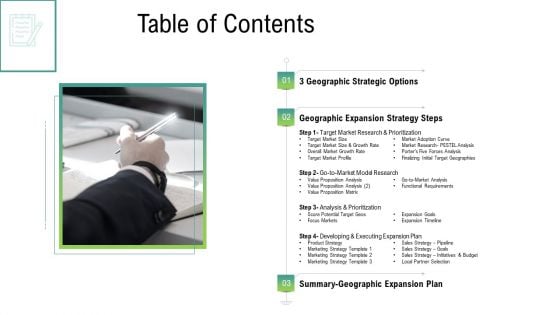 Global Marketing Targeting Strategies Commodities Services Table Of Contents Portrait PDF