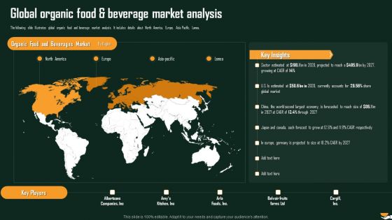 Global Organic Food And Beverage Market Analysis International Food And Beverages Sector Analysis Infographics PDF