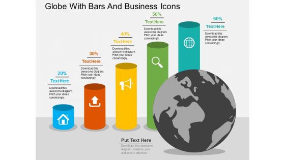 Globe With Bars And Business Icons Powerpoint Templates