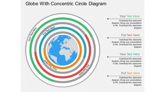 Globe With Concentric Circle Diagram Powerpoint Template