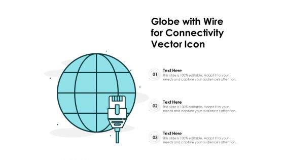 Globe With Wire For Connectivity Vector Icon Ppt PowerPoint Presentation Infographics Template PDF