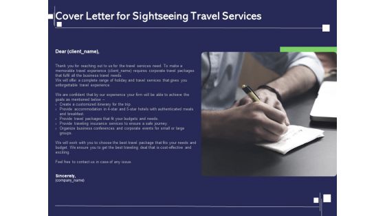 Globetrotting Tour Cover Letter For Sightseeing Travel Services Ppt PowerPoint Presentation Sample PDF