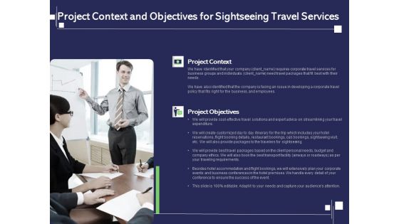 Globetrotting Tour Project Context And Objectives For Sightseeing Travel Services Ppt PowerPoint Presentation Ideas Aids PDF