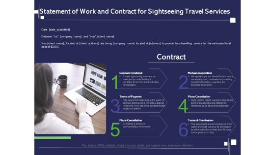 Globetrotting Tour Statement Of Work And Contract For Sightseeing Travel Services Ppt PowerPoint Presentation Outline Samples PDF