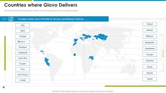 Glovo Courier Service Investor Countries Where Glovo Delivers Background PDF