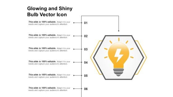 Glowing And Shiny Bulb Vector Icon Ppt PowerPoint Presentation Gallery Gridlines PDF