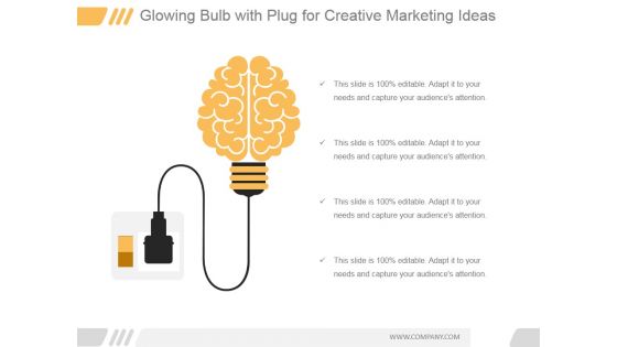 Glowing Bulb With Plug For Creative Marketing Ppt PowerPoint Presentation Designs Download