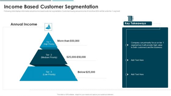 Go To Market Approach For New Product Income Based Customer Segmentation Slides PDF