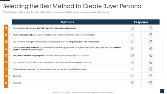 Go To Market Strategy For New Product Selecting The Best Method To Create Buyer Persona Portrait PDF