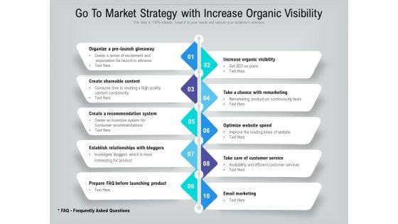 Go To Market Strategy With Increase Organic Visibility Ppt PowerPoint Presentation Gallery Graphics Template PDF