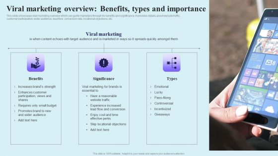 Go Viral Campaign Strategies To Increase Engagement Viral Marketing Overview Benefits Types And Importance Mockup PDF