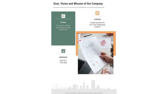 Goal Vision And Mission Of Our Company One Pager Documents