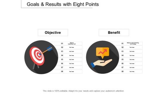 Goals And Results With Eight Points Ppt PowerPoint Presentation File Designs