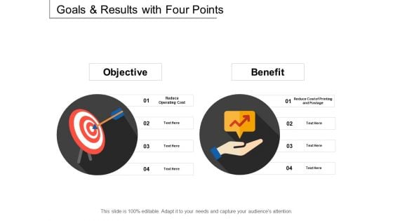 Goals And Results With Four Points Ppt PowerPoint Presentation Slides Files