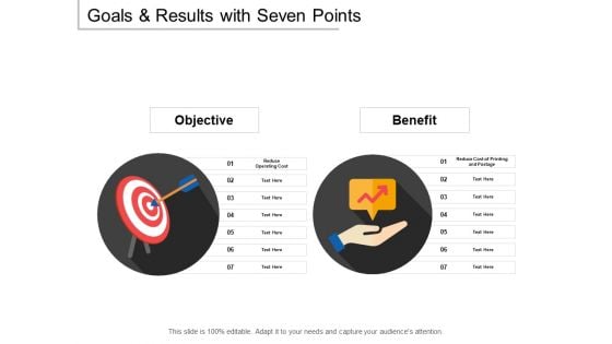 Goals And Results With Seven Points Ppt PowerPoint Presentation Gallery Master Slide