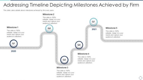 Goals Slide Pitch Deck Addressing Timeline Depicting Milestones Achieved By Firm Infographics PDF