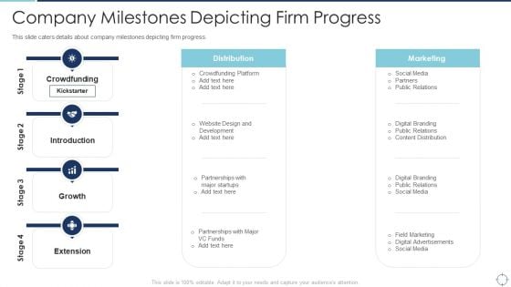 Goals Slide Pitch Deck Company Milestones Depicting Firm Progress Slides PDF