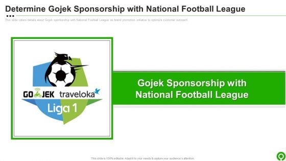 Gojek Investor Capital Financing Pitch Deck Determine Gojek Sponsorship With National Football League Infographics PDF