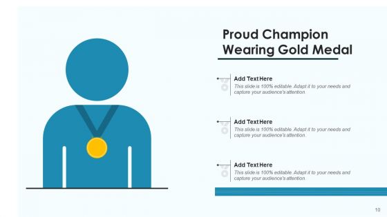 Gold Medal Award Icon Dark Ribbon Ppt PowerPoint Presentation Complete Deck With Slides