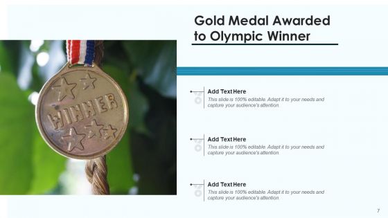 Gold Medal Award Icon Dark Ribbon Ppt PowerPoint Presentation Complete Deck With Slides