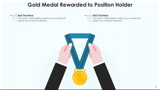 Gold Medal Award Icon Dark Ribbon Ppt PowerPoint Presentation Complete Deck With Slides