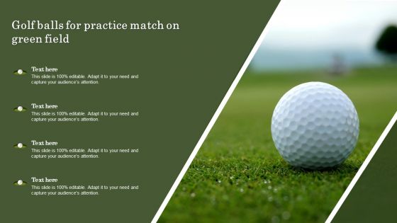 Golf Balls For Practice Match On Green Field Icons PDF