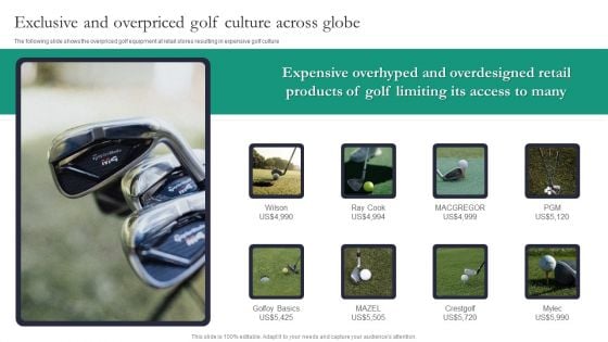 Golf Stix And Other Equipemnts Funding Exclusive And Overpriced Golf Culture Across Globe Background PDF