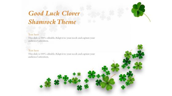 Good Luck Clover Shamrock Theme Ppt PowerPoint Presentation Portfolio Visual Aids