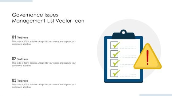 Governance Issues Management List Vector Icon Ppt Pictures Ideas PDF