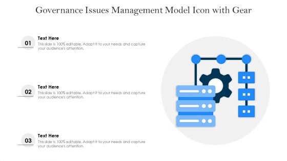 Governance Issues Management Model Icon With Gear Ppt Model Skills PDF