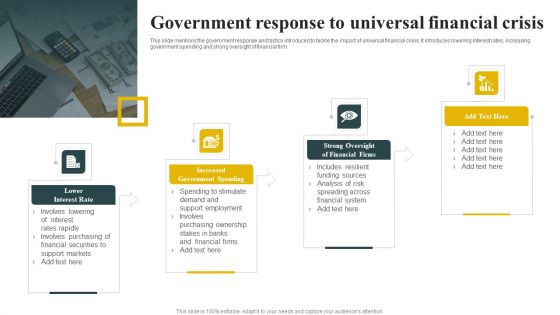 Government Response To Universal Financial Crisis Template PDF