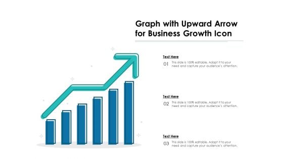 Graph With Upward Arrow For Business Growth Icon Ppt PowerPoint Presentation Gallery Summary PDF